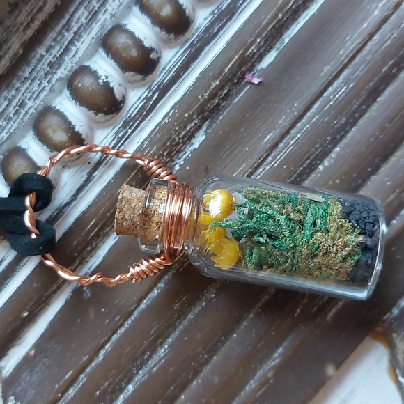 Crystal Terrarium Necklace, Rose Quartz, Handcrafted by Rust Belt Raised - Picture 7 of 8